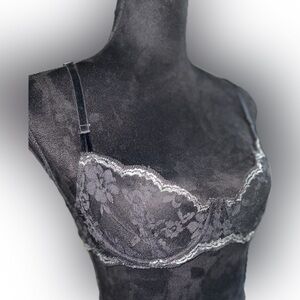 Black Lace Push Underwire Bra